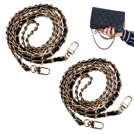 Pack of 2 Bag Chain, Gold Black, 120 cm Chain Strap, Metal Chain Carry Strap, Chain for Bag, Handbag Chains, Handbag Chain for Women Bags, Handbags, Shoulder Bag, Replacement Chain