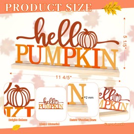 COCHIE Metal Hello Pumpkin Sign, Orange Fall Decorations for Home, Office, Shelf, Mantel, Indoor, Autumn Pumpkin Decoration, Hello Fall Decor (Autumn A)