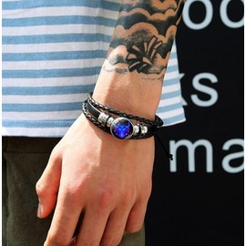 Zodiac Signs Spirit Bracelet, Multilayer Adjustable Twelve Constellation Zodiac Leather Bracelets (Aries)