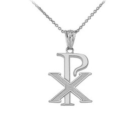 Religious Jewelry 925 Sterling Silver Chi Rho PX XP Christogram Symbol Pendant Necklace, 20"