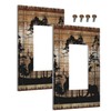 WMHUSU Decorative Outlet Covers Abstract Bear Deer Forest on Brown