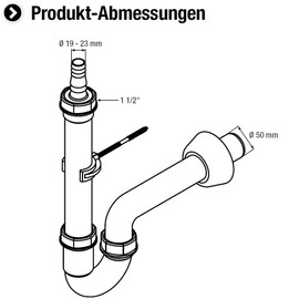 Cornat Rezyklat Geräte-Geruchsverschluss - 1 1/2 Zoll x 50 mm - Mit Tülle & Wandhalterung - Hergestellt aus recycelten Kunststoffen - Made in Germany Qualität / Gerätesiphon / T355104R