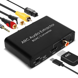 HDMI ARC Sound Extractor, 192KHz Optical SPDIF 3.5mm Output Digital Analog Sound Extractor Converter for Home Cinema TV, Volume Adjustable