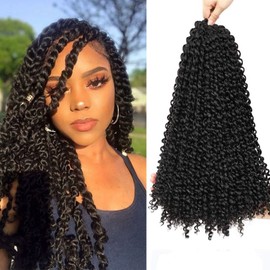 Blissource Passion Twist Hair 18inch 7Packs Water Wave Crochet Hair Extensions 18strands/pack Passion Twist Crochet Hair Passion Twists Braiding Hair Bohemian Braids Synthetic Crochet Hair