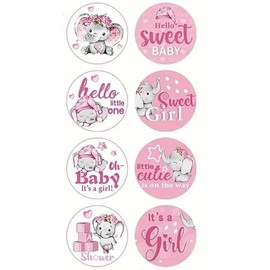 CAA Trading™ 100 x Its A Girl Pink Baby Shower Glossy Waterproof Removable Stickers Labels Baby Girl Hello Little One 8 Designs (25mm) 2.5cm (100 Stickers)