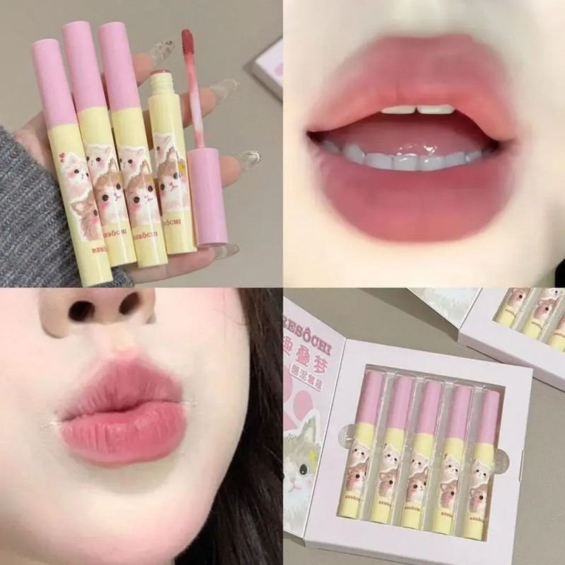 Set De Pintalabios Lip Mud, Caja Para Labios Con Polvo,