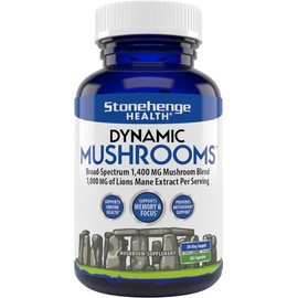 Stonehenge Health Dynamic Mushrooms - 100% Fruiting Bodies & Extracts - Lion’s Mane, Chaga, Maitake, Shiitake, Reishi - Nootropic Brain & Immune System Support - No Mycelium - 60 Veggie Capsules
