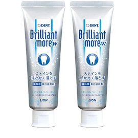 Lion Dental Material Brilliant More Double Natural Peppermint 3.2 oz (90 g) 2 Pieces [Brilliant more w] Dental Exclusive Product Whitening