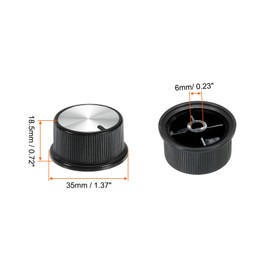 MECCANIXITY Potentiometer Control Knob ABS Guitar Knob for 6mm D Type Shaft Electric Guitar Power Amplifiers Stereos,Volume Tone 180 Degrees Rotary Knob Black Silver 1PCS