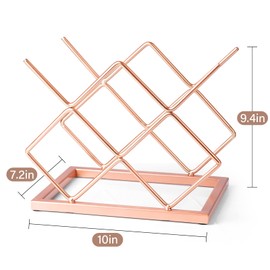 Drincarier Countertop Wine Rack - 5 Bottle Freestanding Rose Gold Metal Small Wine Rack - Tabletop Wine Holder Stand for Cabinet, Pantry, Wine Bottle Storage…