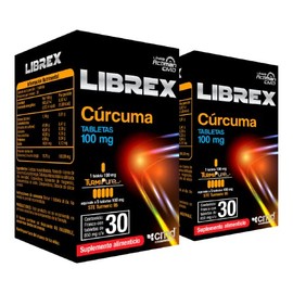 CMD - LIBREX - Tabletas de Cúrcuma - Suplemento Alimenticio - 2 Cajas con 1 Frasco de 30 tabletas c/u