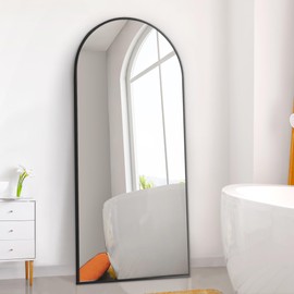 Dolonm 65x22 Inch Arch Full Length Mirror, Modern Design Standing Floor Mirror, Full Body Mirror for Living Room, Bedroom, Bathroom, Cloakroom, Hallway, Black(Aluminum Alloy Frame)