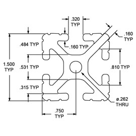 8020, 1515, 15 Series 1.5 Inch x 1.5 Inch T-Slotted Aluminum Extrusion DIY Extruded Linear Slot Bar Rail 80/20 (Black Anodize, 72" Long)