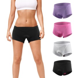 Pantalones Cortos de Ciclismo, Medias de Bicicleta, Ropa Interior de Ciclismo con Acolchado de Gel 3D, Pantalones Cortos de Compresión para Mujeres (L Black)