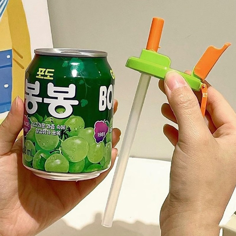 2-Piece Can Lid, 2-Piece Sealer, 4-Piece Plastic Straw, Reusable Dust