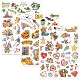 Current Mary Engelbreit Year-Round Holidays Sticker Variety Pack - 6 Sheets, 202 Assorted Stickers for Kids, Teachers, School, Scrapbooking, Journals, Planners, Calendars, Crafts & Greeting Cards