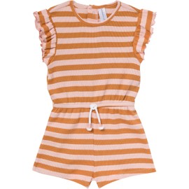 Modern Moments by Gerber Baby Girls' Flutter Sleeve Romper, Rose Stripe, 18 Months