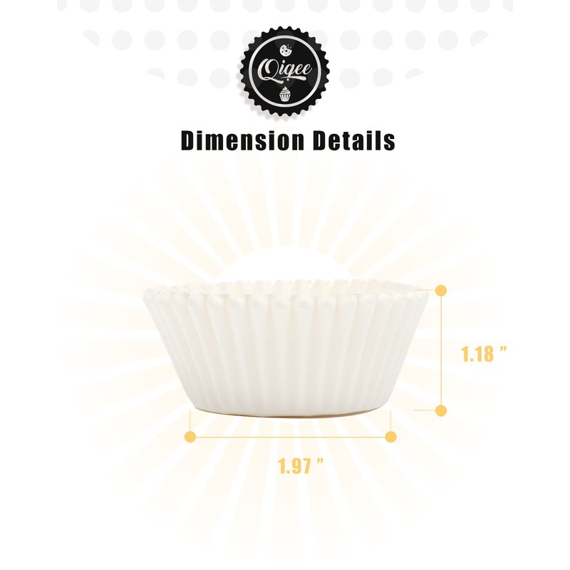 qiqee White 500pcs Cupcake Liners Muffin Linner No Smell, Food