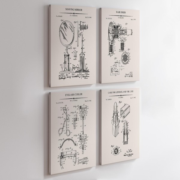 Poster Master 4-Piece Shaving Mirror Blueprint Canvas - Hair Dryer