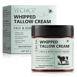 Yecuce Grass-Fed Beef Tallow Moisturizer 4.2 oz. Spring Essential Honey Balm Nourishes Face and Body Sensitive Skin Friendly Seasonal Artifact Skincare Comfort - Specification: Grass Fed Tallow Moisturizer for Skin 4.2oz