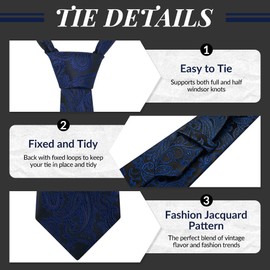 SlowTon 6PCS Men's Tie Set, Including Necktie, Pocket Square, Lapel Pin, Cufflinks, Tie Clip, Package with Premium Gift Box for Men Wedding Party Business Casual