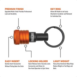 Railer Bit Holder Keychain 5pc - 1/4 inch Hex Shank Bit Holders - Quick-change Design For Nut Driver, Screwdriver & Drill Bits, Include Keychain Carabiner