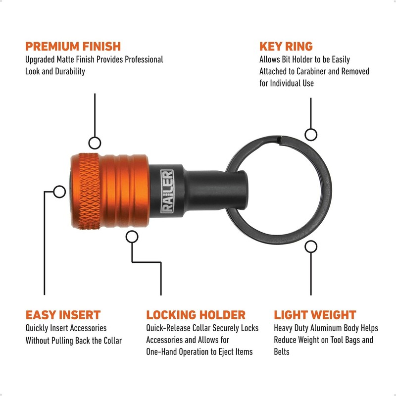 Railer Bit Holder Keychain 5pc - 1/4 inch Hex Shank