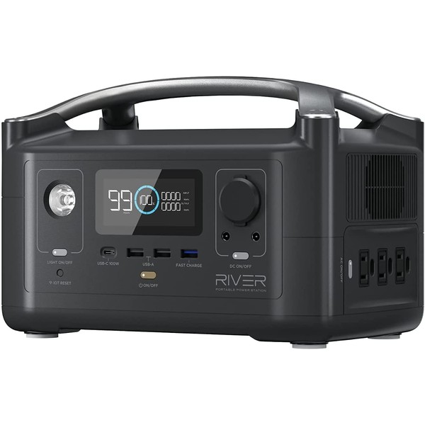 EF ECOFLOW RIVER 288Wh Portable Power Station,3 x 600W(Peak 1200W) AC Outlets & LED Flashlight, Fast Charging Silent Solar Generator (Solar Panel Optional) for Emergencies Home Outdoor Camping RV