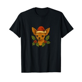 Christmas Chihuahua Holiday Lights Santa Hat Winter Festive T-Shirt