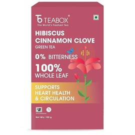 Teabox Premium Green Tea With Dried Hibiscus | 100% Whole Leaf Green Tea With Cinnamon,Clove | 0% Bitterness |3.52 oz
