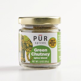 PUR Spices Green Chutney Masala I Spicy Mix of Cilantro, Mint, Green Chilis and Cumin I All-Purpose Indian Spice Blend, Perfect for Chaat, Grilling, Sandwiches, or Salads | 1.8oz Jar
