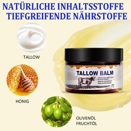 Soleneva Rindertalg Bio Gesichtscreme - Beef Tallow und Honey Balm Creme - Rindertalg Feuchtigkeitscreme für Damen - Geeignet für Trockene und Gealterte Haut - Tallow Balm für Gesicht & Körper