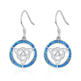 KINGWHYTE Celtic Earrings Sterling Silver Celtic Knot Drop Earrings Celtic Jewellery Gifts for Women Girls Mother Daughter, Sterling Silver