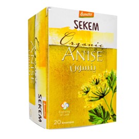 Sekem Organic Anise (1 Pack = 20 Bags) Tea Pure Natural Egypt Egyptian Herbal Herb Herbs No Caffeine No Artificial Coloring & Flavors No Preservatives No Additives Non Gmo Kosher Halal سيكم ينسون