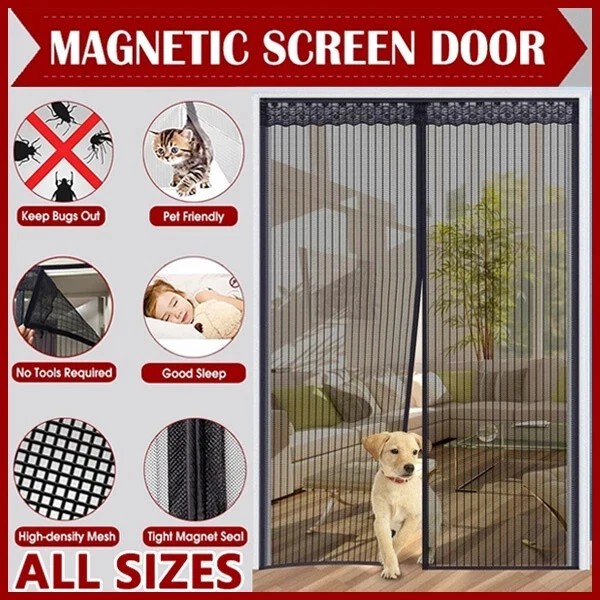 Unbranded Magnetic Screen Door Mesh Curtain Durable Heavy Duty Mosquito
