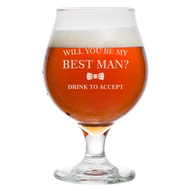 16 oz Belgian Beer Tulip Glass Stemmed Beer Glass Drink To Accept Will You Be My Best Man Proposal Funny