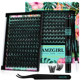 Lash Clusters Kit 168pcs Lash Extension Kit Cluster Lashes Natural Look with Lash Bond and Seal Waterproof, Lash Tweezer with Wet Look Ultra-Thin Band Lashes(Tulip-Kit,D-10-18mm)