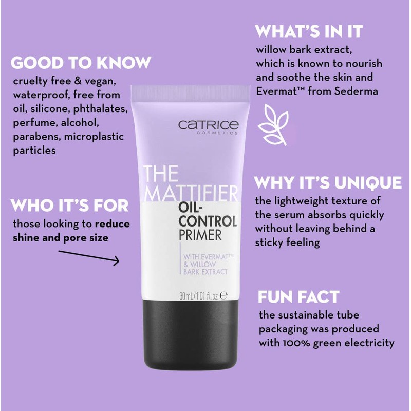 Catrice The Mattifier Oil-Control Primer, Transparent, Nourishing, Long Lasting, Shiny