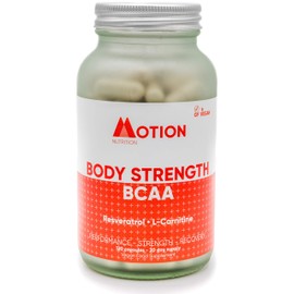 Motion Nutrition Body Strength BCAA – High Performance BCAA Capsules with Resveratrol and L-Carnitine – Strength and Recovery - Vegan/Anti-Oxidant Rich (120 Capsules)