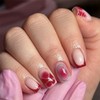 Flower Short Square Press on Nails Fake Nails French Tip