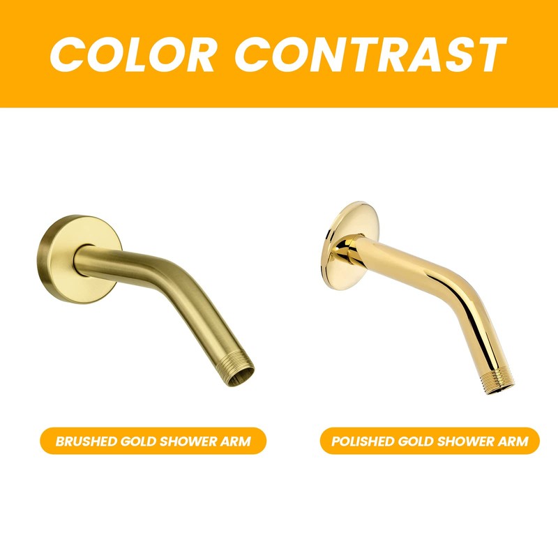 YASFEL Brushed Gold Shower Arm 6" Shower Extension Arm Pipe
