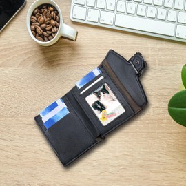 Eterspr 1 x leather card case, leather wallet, genuine leather wallet, for men, men's wallet made of leather, men's wallet with coin compartment, black, Contemporary