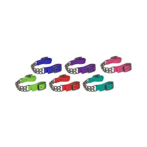 Showman Nylon Colored Curb Chains (Hot Pink)