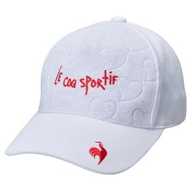 Coq Sportif QGCXJC04 Women's Cap, Heart Embossed Pattern, Handwritten Logo, Cute, Sweat Absorbent, Quick Drying, Antibacterial, Odor Resistant, Golf, WH00 (white)