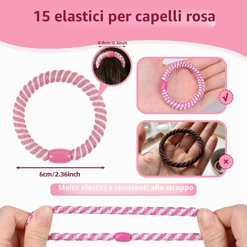 Carehabi Elastici Capelli Donna 15 Pezzi Elastici per Capelli Bambina