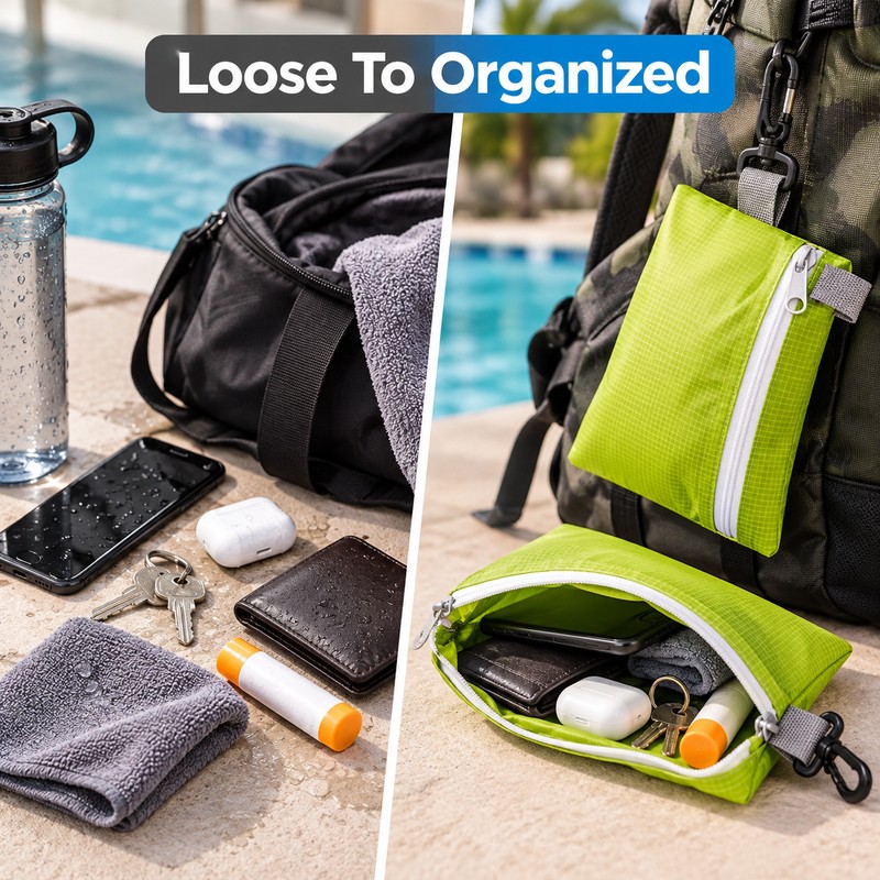 Waterproof Swimming Bag Pouch with Hook – Portable Travel Organizer