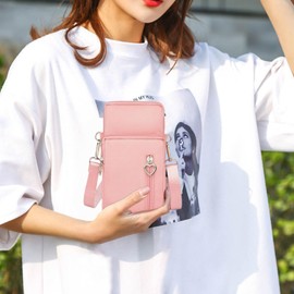 [Moerstar] スマホポーチ スマホショルダーバッグ スマホショルダー 斜めがけ ケース ミニ ショルダー レディース バッグ ミニ 財布 多機能 防水 大容量 軽量 かわいい ハート形 (ホワイト)