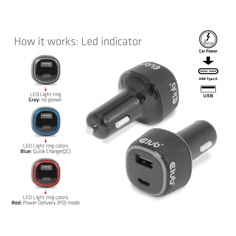 Club3D CAC-1922 Notebook/Laptop 12 V Car Charger 63 Watt