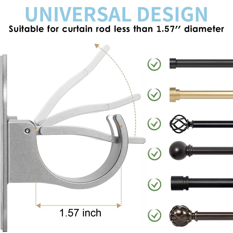 No Drill Curtain Rod Holder Hangers - Self Adhesive Hook