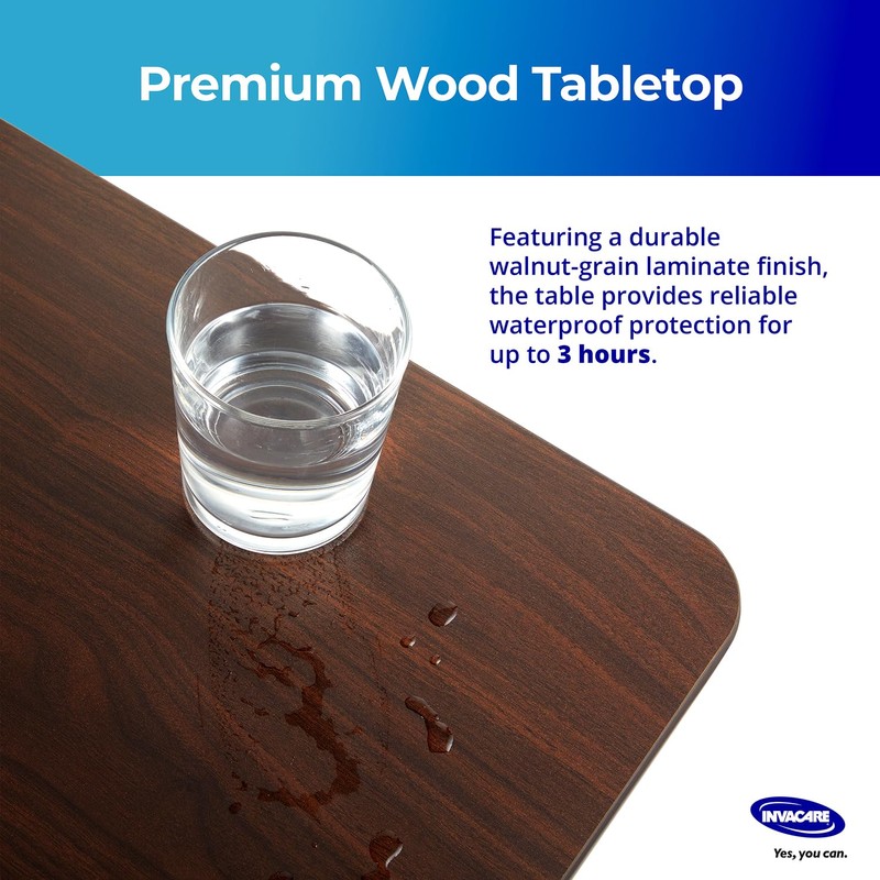 Invacare Bed Table, Height Adjustable Overbed Table, Hospital Bedside Table,